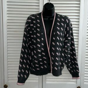 Y2K Vintage Paris Sport Club Cozy Black and Pink Cardigan